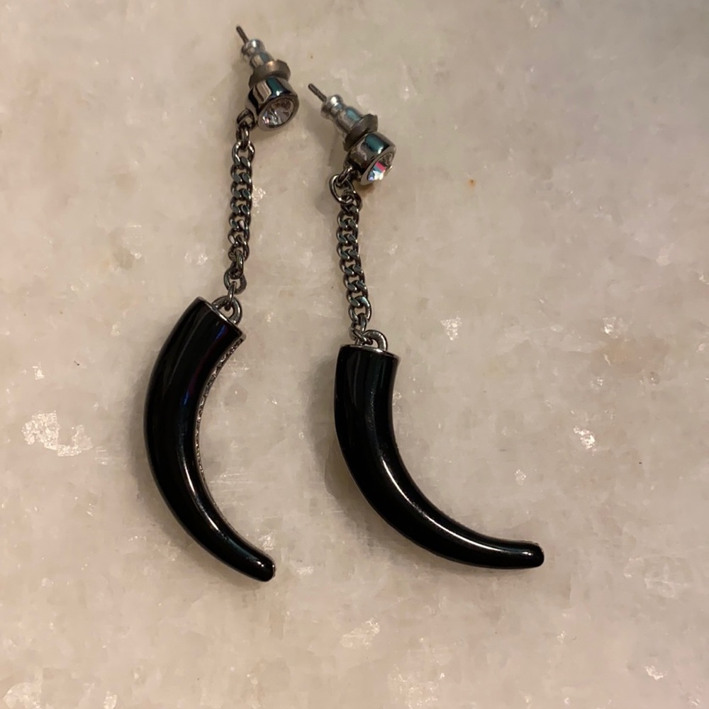 Studded black horn earrings